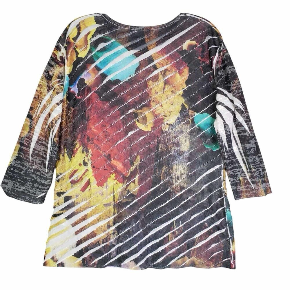 Jess & Jane Shirt Women’s Size Medium M Long Sleeve Multicolor Abstract - Picture 2 of 7